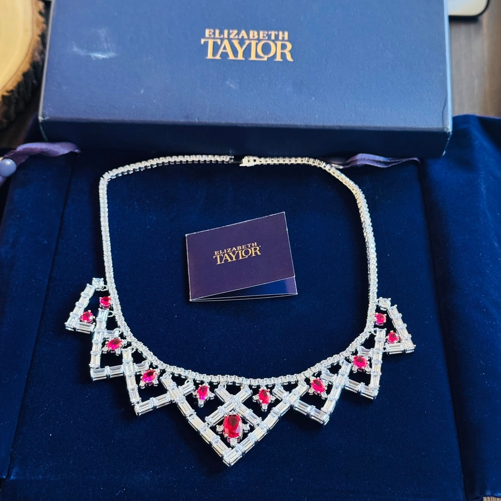 Elizabeth Taylor Et Qvc Simulated Ruby Legacy Of Love Necklace Signed Choker 17